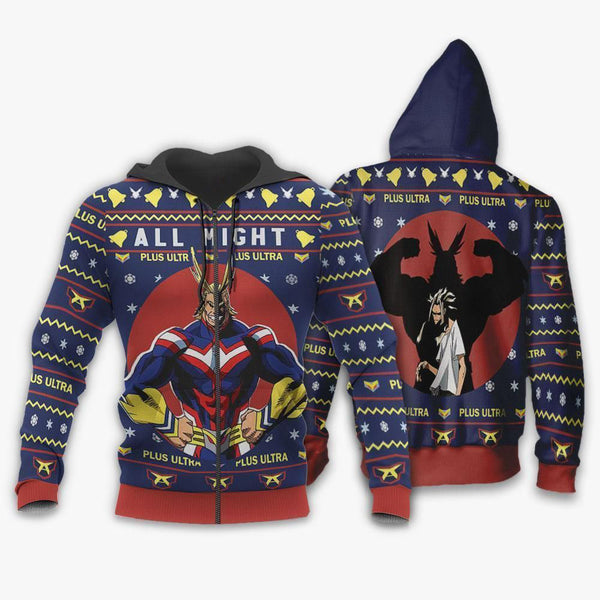Divesart - All Might Ugly Christmas Sweater y sudadera con capucha My Hero Academia Anime Xmas Shirt